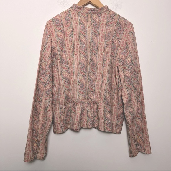 Lauren Ralph Lauren Linen Jacket Paisley Stripe Button Up English Ruffle Butt 16 - Picture 9 of 13